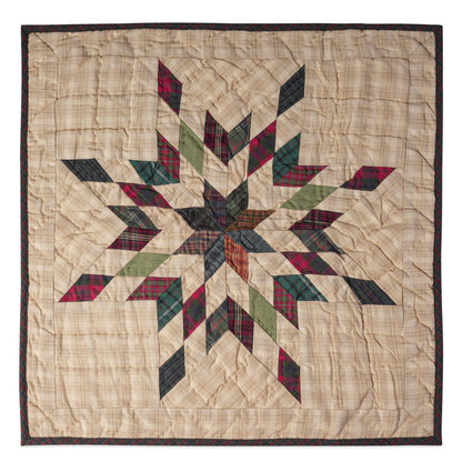 Hand made Hand quilted patchwork small block Quilt, Table Topper 19"x19" star garland quilt by Home Heart brands (Made in India)