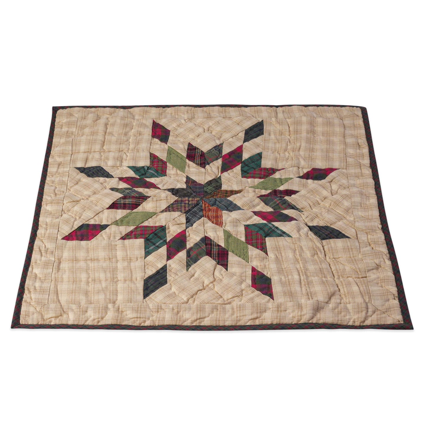 Hand made Hand quilted patchwork small block Quilt, Table Topper 19"x19" star garland quilt by Home Heart brands (Made in India)