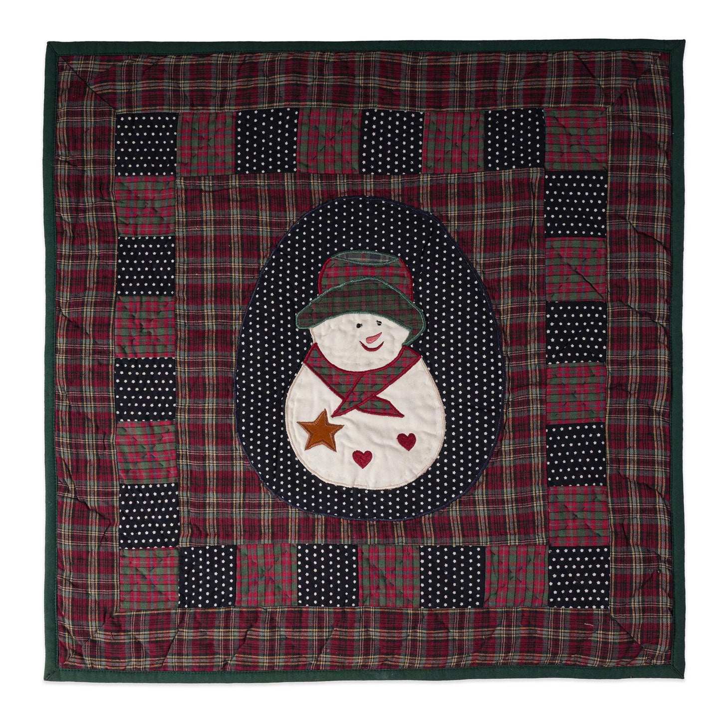 Hand made Hand quilted Throw Quilt, Table Topper 19"x19" snowman quilt by Home Heart brands (Made in India)