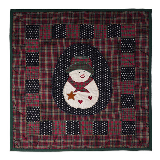 Hand made Hand quilted Throw Quilt, Table Topper 19"x19" snowman quilt by Home Heart brands (Made in India)