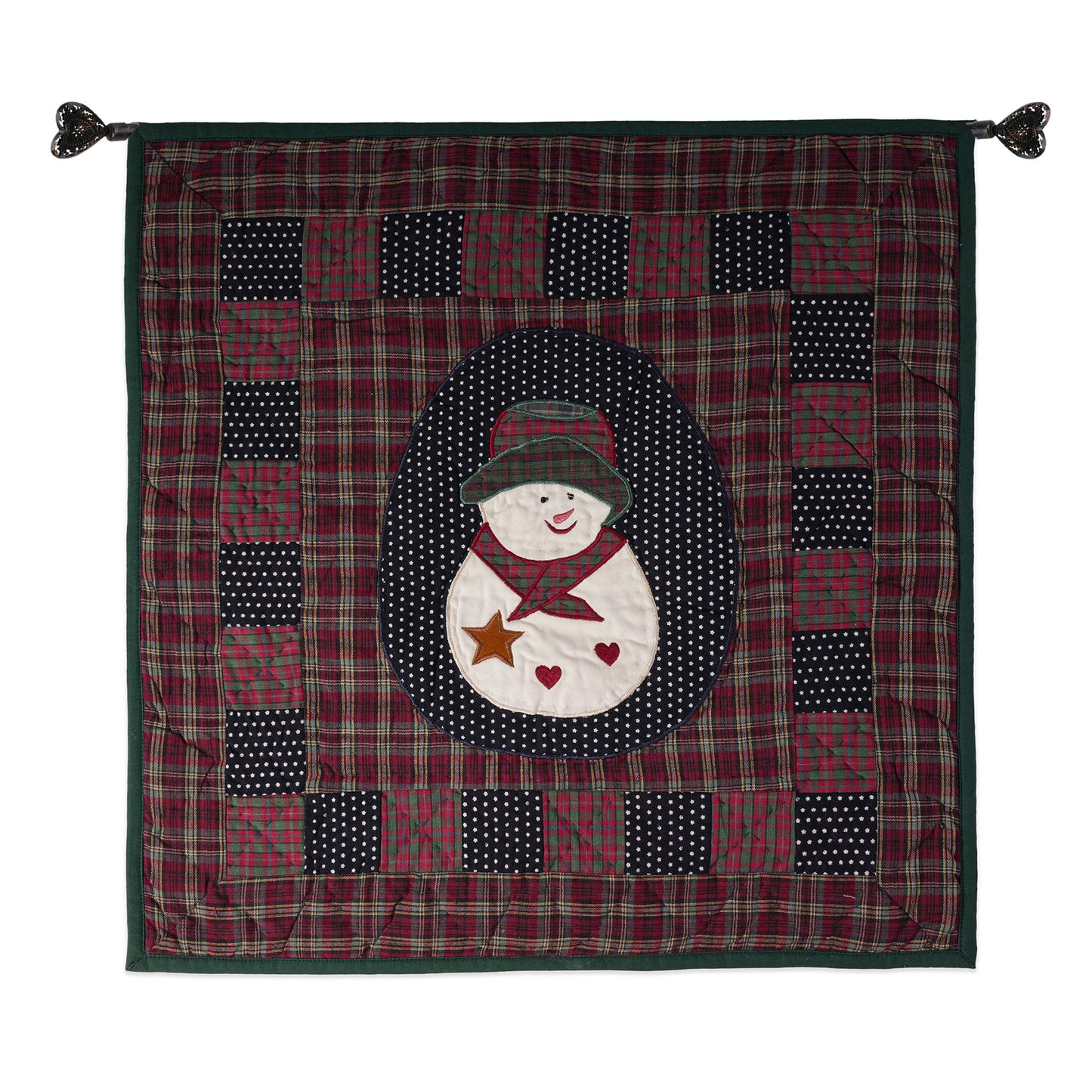 Hand made Hand quilted Throw Quilt, Table Topper 19"x19" snowman quilt by Home Heart brands (Made in India)