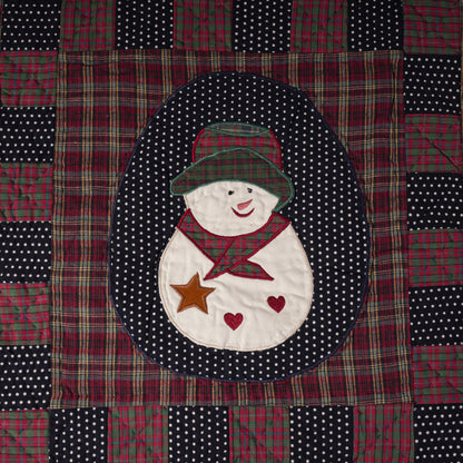 Hand made Hand quilted Throw Quilt, Table Topper 19"x19" snowman quilt by Home Heart brands (Made in India)
