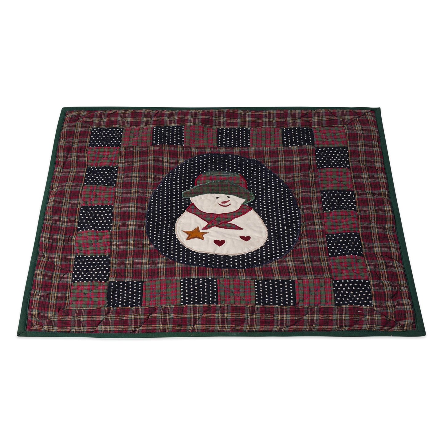 Hand made Hand quilted Throw Quilt, Table Topper 19"x19" snowman quilt by Home Heart brands (Made in India)