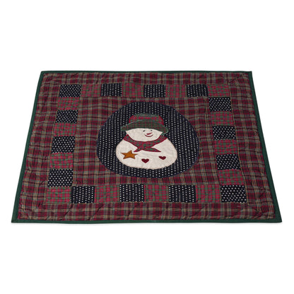 Hand made Hand quilted Throw Quilt, Table Topper 19"x19" snowman quilt by Home Heart brands (Made in India)