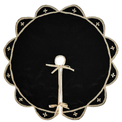 Christmas Tree Skirt Velvet Starburst Skirt handcrafted black Velvet, stone work double Layer  by HOME HEART Brands(Made in India)