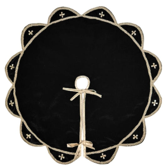 Christmas Tree Skirt Velvet Starburst Skirt handcrafted black Velvet, stone work double Layer  by HOME HEART Brands(Made in India)