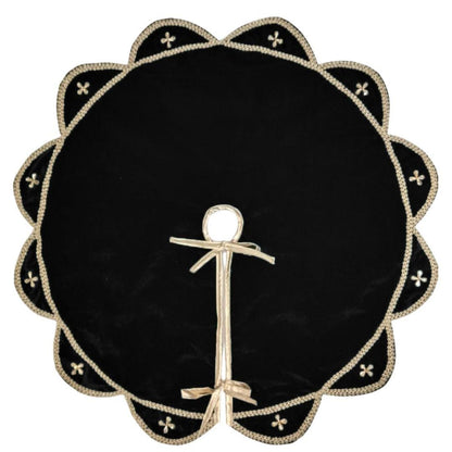 Christmas Tree Skirt Velvet Starburst Skirt handcrafted black Velvet, stone work double Layer  by HOME HEART Brands(Made in India)
