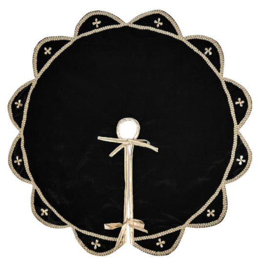 Christmas Tree Skirt Velvet Starburst Skirt handcrafted black Velvet, stone work double Layer  by HOME HEART Brands(Made in India)