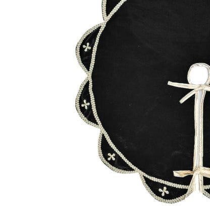 Christmas Tree Skirt Velvet Starburst Skirt handcrafted black Velvet, stone work double Layer  by HOME HEART Brands(Made in India)