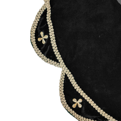 Christmas Tree Skirt Velvet Starburst Skirt handcrafted black Velvet, stone work double Layer  by HOME HEART Brands(Made in India)