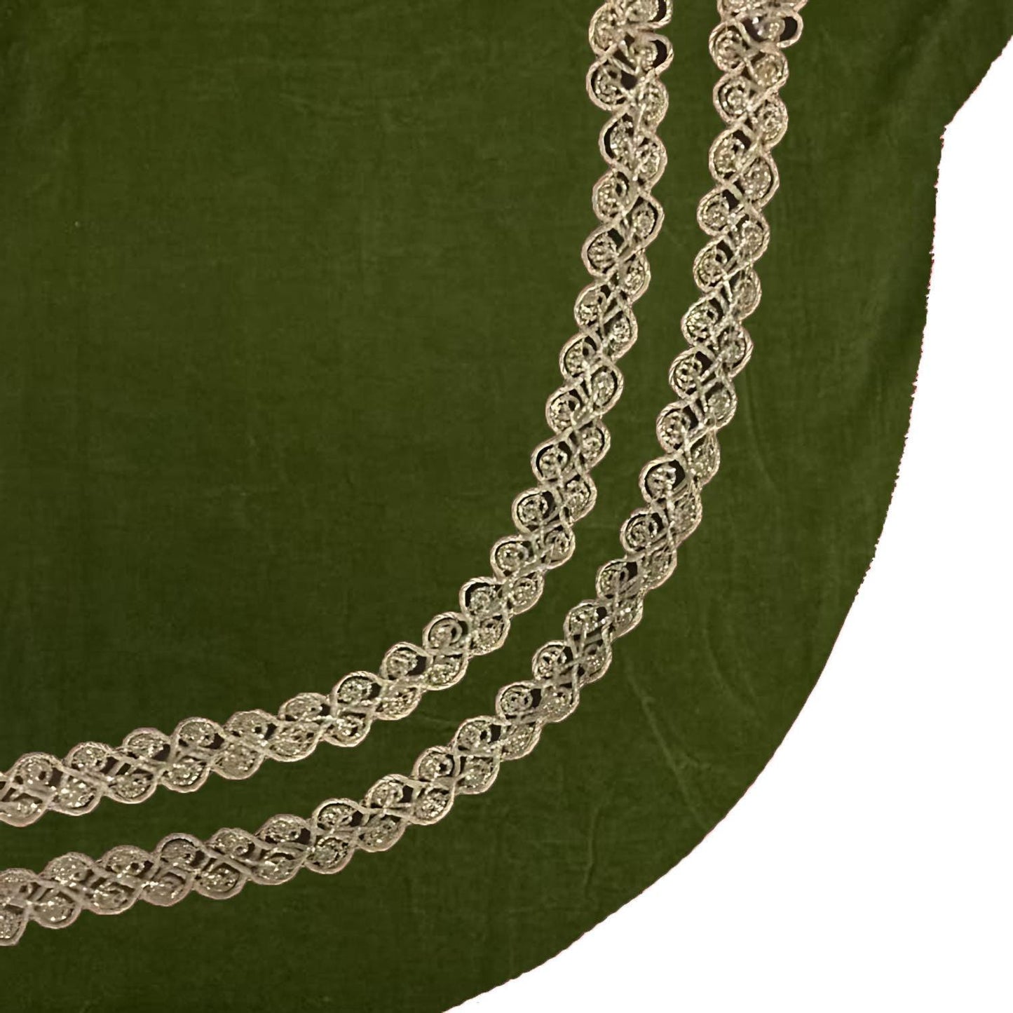 Christmas Tree Skirt Handcrafted Scallop Design ,Elegant Green Velvet  with Gold Trim Double Layer by HOME HEART Brands(Made in India)