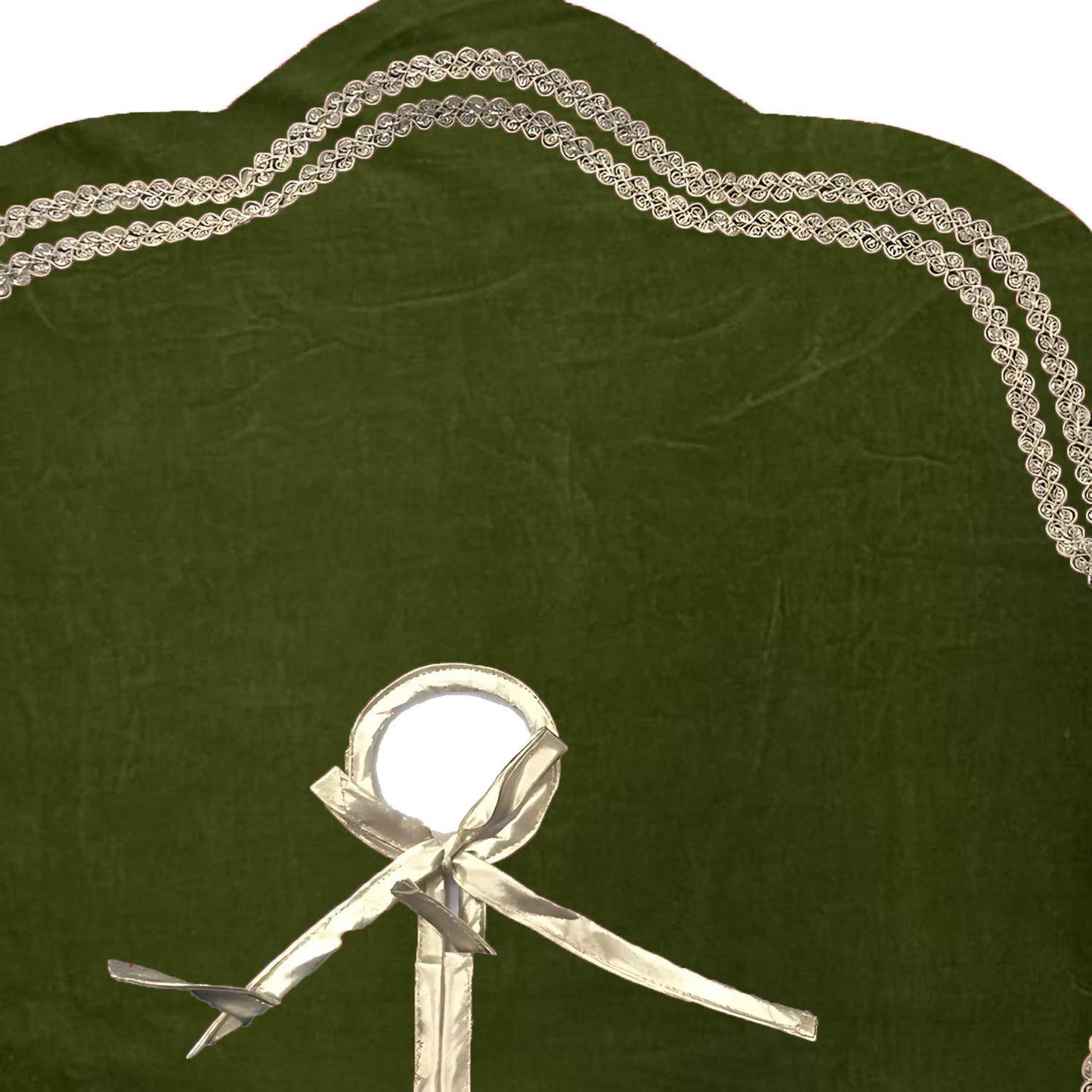 Christmas Tree Skirt Handcrafted Scallop Design ,Elegant Green Velvet  with Gold Trim Double Layer by HOME HEART Brands(Made in India)