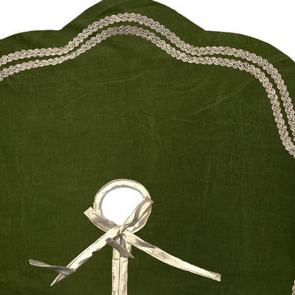 Christmas Tree Skirt Handcrafted Scallop Design ,Elegant Green Velvet  with Gold Trim Double Layer by HOME HEART Brands(Made in India)