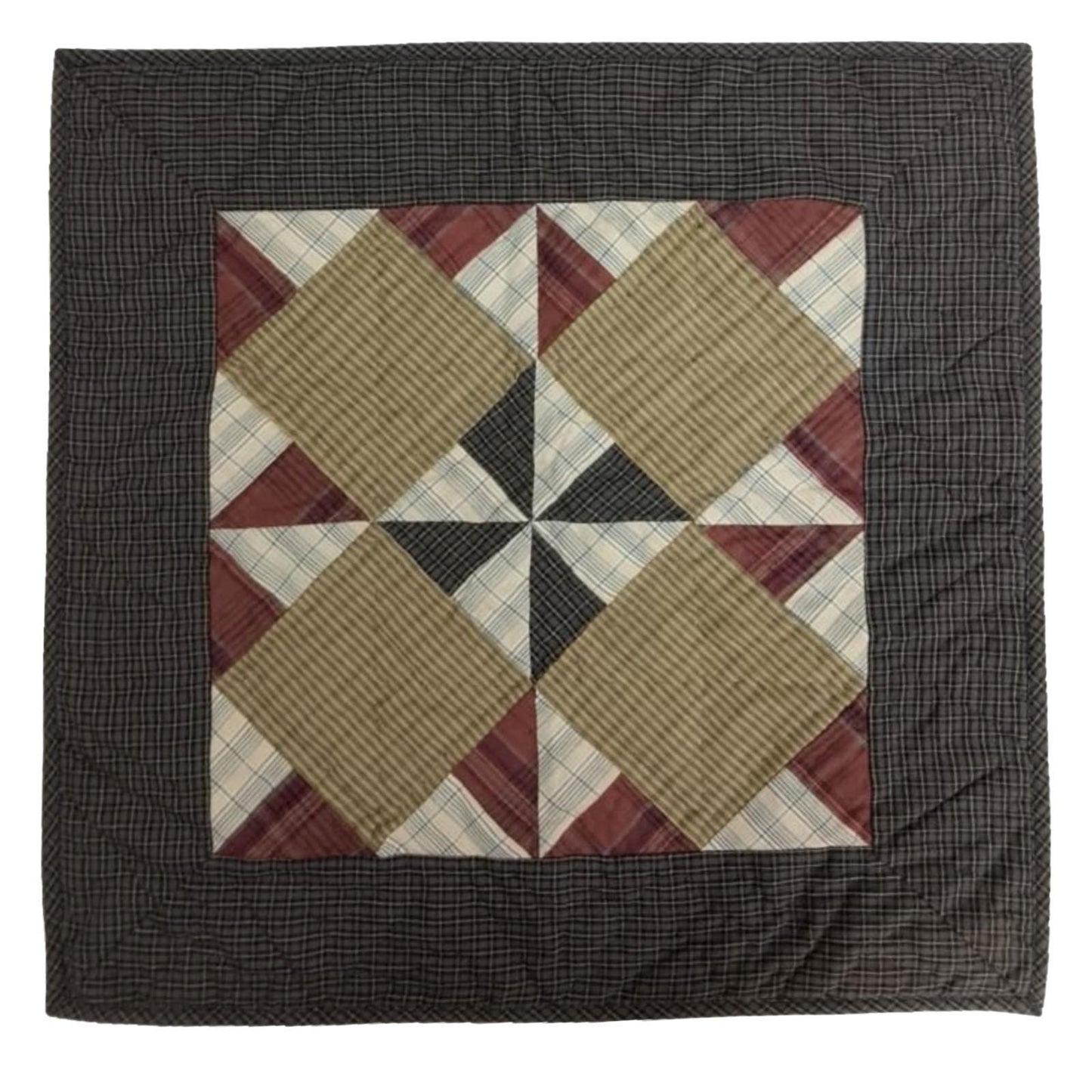 Hand made Hand quilted patchwork small block Quilt, Table Topper 19"x19" Pinwheel quilt by Home Heart brands (Made in India)