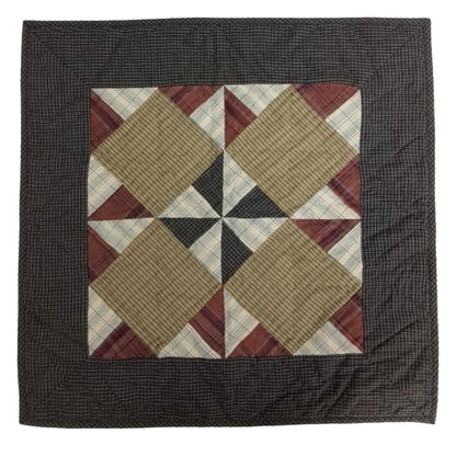 Hand made Hand quilted patchwork small block Quilt, Table Topper 19"x19" Pinwheel quilt by Home Heart brands (Made in India)
