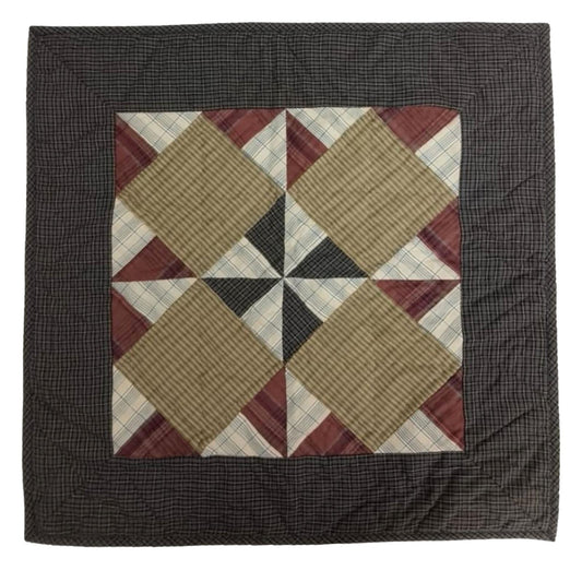 Hand made Hand quilted patchwork small block Quilt, Table Topper 19"x19" Pinwheel quilt by Home Heart brands (Made in India)