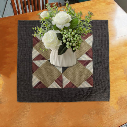 Hand made Hand quilted patchwork small block Quilt, Table Topper 19"x19" Pinwheel quilt by Home Heart brands (Made in India)