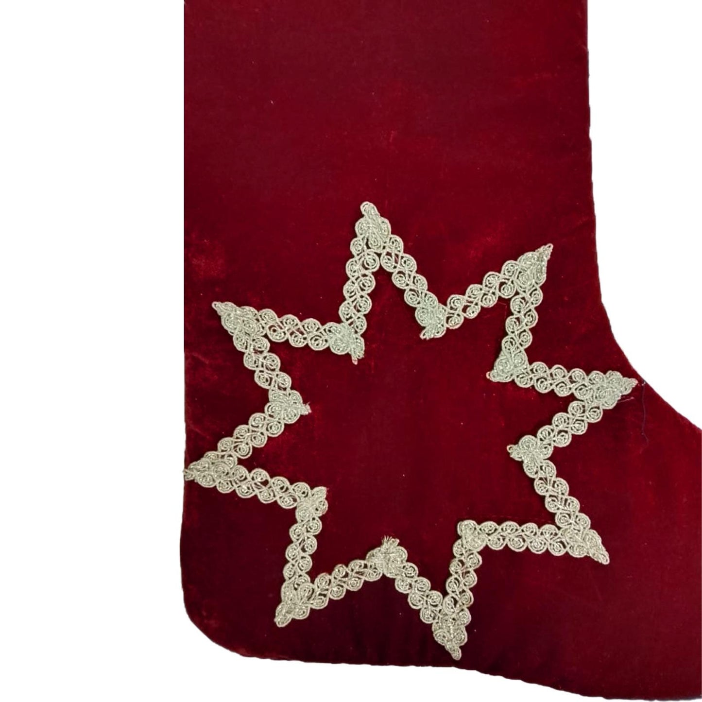 Christmas stocking hand made Burgundy Velvet 19 inch with Gold Trim traditional christmas stocking by HOME HEART Brands(Made in India)