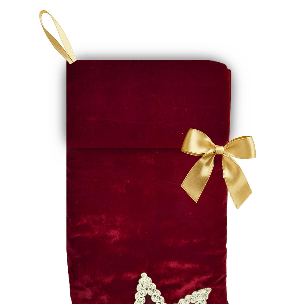 Christmas stocking hand made Burgundy Velvet 19 inch with Gold Trim traditional christmas stocking by HOME HEART Brands(Made in India)