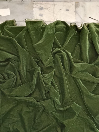 Fabric Micro Velvet Fabric Olive Green soft fabric 42” wide choose your yard meter in cut collection by HOME HEART Brands (Made in India)