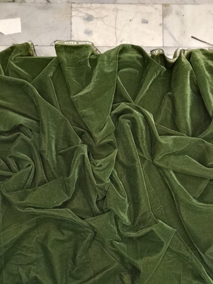 Fabric Micro Velvet Fabric Olive Green soft fabric 42” wide choose your yard meter in cut collection by HOME HEART Brands (Made in India)