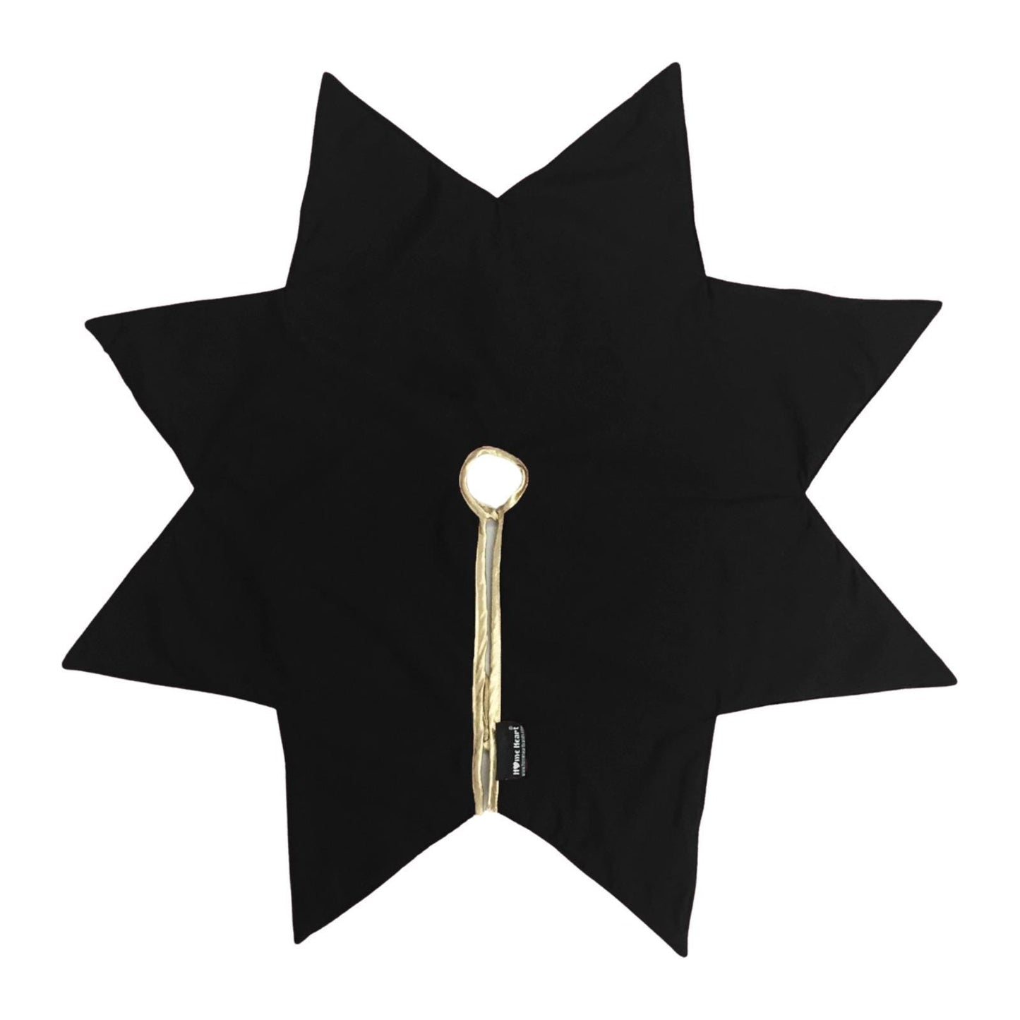 Christmas Tree Skirt Handcrafted Star Design black Velvet, Gold Trim Double Layer Heirloom by HOME HEART Brands(Made in India)