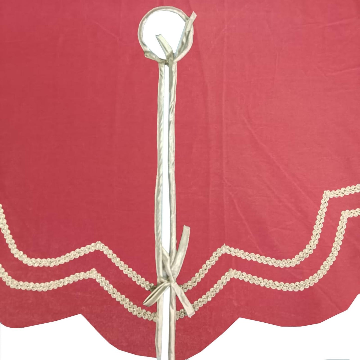 Christmas Tree Skirt Handcrafted Scalloped Design Deep Red micro Velvet, Gold Trim Double Layer Heirloom by HOME HEART Brands(Made in India)