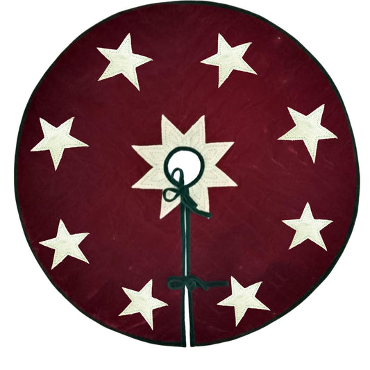 Christmas tree skirt Velvet Starburst Quilted Christmas Tree Skirt – Burgundy by HOME HEART Brands