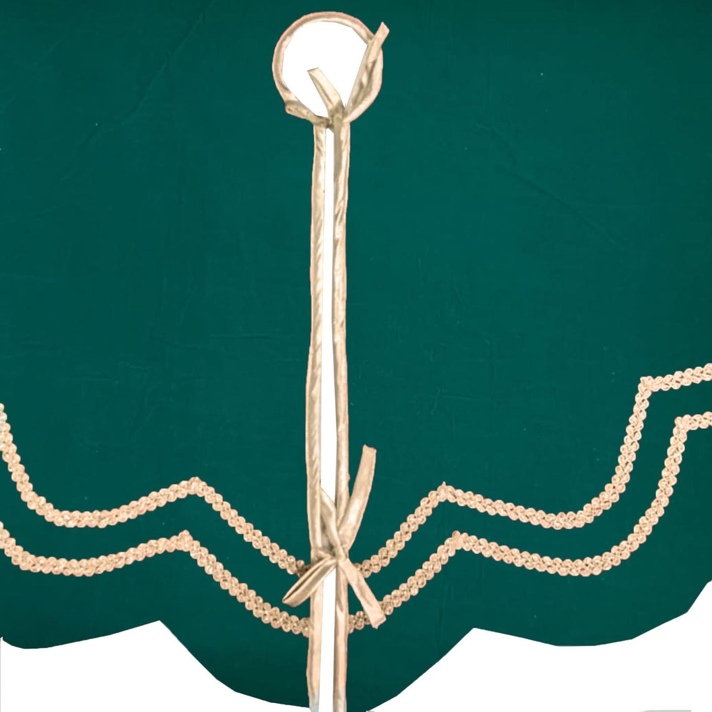 Christmas Tree Skirt Handcrafted Scallop Design ,Emerald Green  Velvet  with Gold Trim Double Layer by HOME HEART Brands(Made in India)