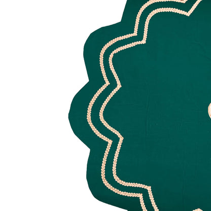 Christmas Tree Skirt Handcrafted Scallop Design ,Emerald Green  Velvet  with Gold Trim Double Layer by HOME HEART Brands(Made in India)