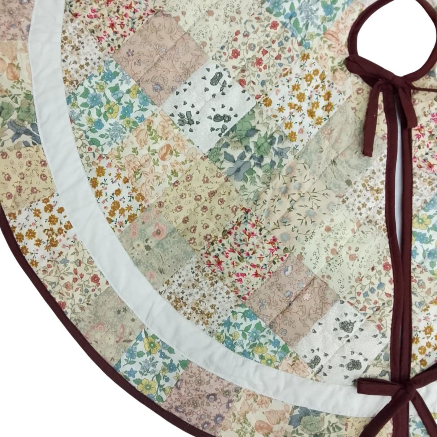 Christmas tree skirt Hand made hand quilted patchwork Country floral style Thick Double Layer Christmas tree skirt  by HOME HEART Brands