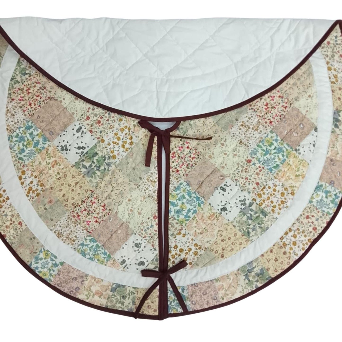 Christmas tree skirt Hand made hand quilted patchwork Country floral style Thick Double Layer Christmas tree skirt  by HOME HEART Brands