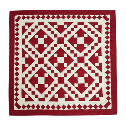 Wall hanging Hand made hand quilted quilt, Throw, Table topper Red Diamond chain square 100% Cotton Heirloom Quality by HOME HEART Brands