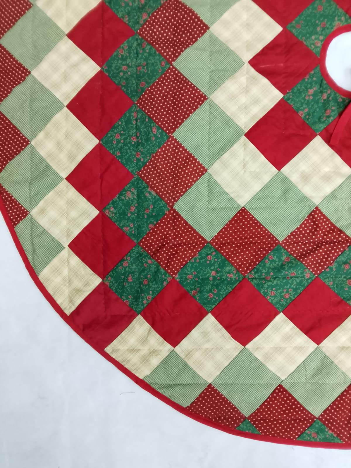 Christmas tree skirt Classic Diamond Patchwork Tree Skirt Hand Quilted 46 Inc Country primitive decor by HOME HEART Brands