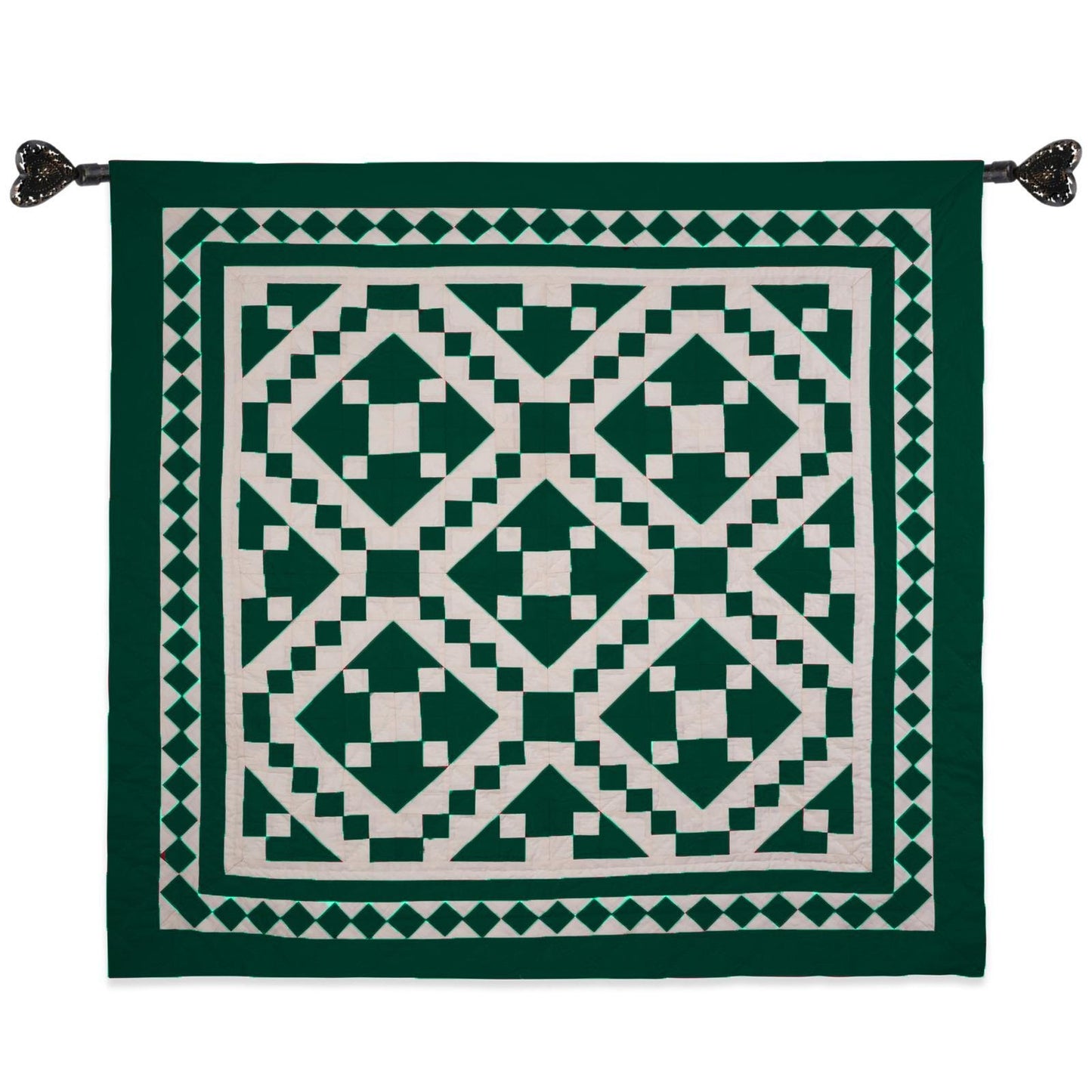 Wall hanging hand quilted quilt, Sofa Throw, Table topper, Baby Quilt Evergreen Diamond Patchwork cotton quilt by HOME HEART Brands