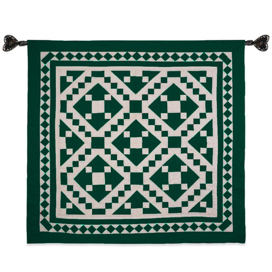 Wall hanging hand quilted quilt, Sofa Throw, Table topper, Baby Quilt Evergreen Diamond Patchwork cotton quilt by HOME HEART Brands