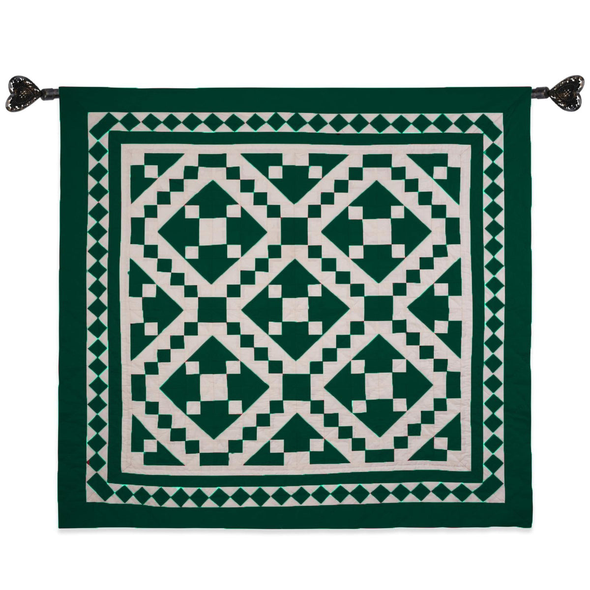Wall hanging hand quilted quilt, Sofa Throw, Table topper, Baby Quilt Evergreen Diamond Patchwork cotton quilt by HOME HEART Brands