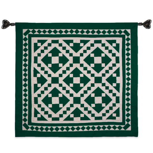 Wall hanging hand quilted quilt, Sofa Throw, Table topper, Baby Quilt Evergreen Diamond Patchwork cotton quilt by HOME HEART Brands