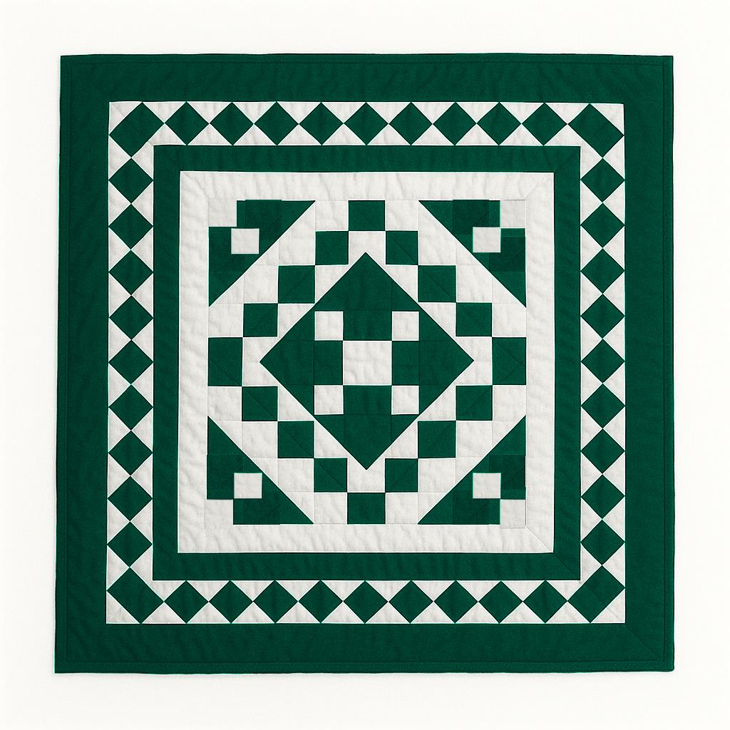 Wall hanging hand quilted quilt, Sofa Throw, Table topper, Baby Quilt Evergreen Diamond Patchwork cotton quilt by HOME HEART Brands