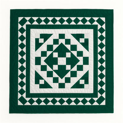Wall hanging hand quilted quilt, Sofa Throw, Table topper, Baby Quilt Evergreen Diamond Patchwork cotton quilt by HOME HEART Brands