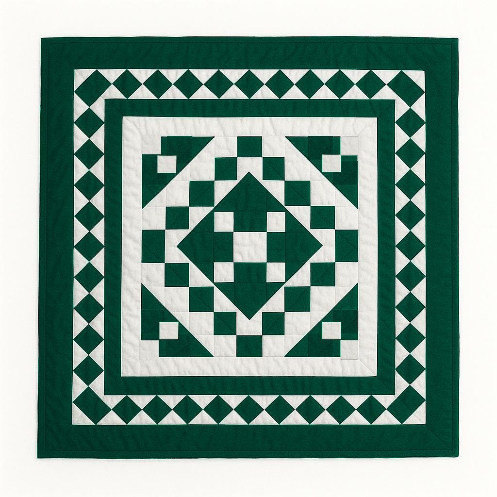 Wall hanging hand quilted quilt, Sofa Throw, Table topper, Baby Quilt Evergreen Diamond Patchwork cotton quilt by HOME HEART Brands