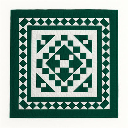 Wall hanging hand quilted quilt, Sofa Throw, Table topper, Baby Quilt Evergreen Diamond Patchwork cotton quilt by HOME HEART Brands