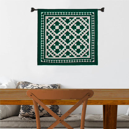 Wall hanging hand quilted quilt, Sofa Throw, Table topper, Baby Quilt Evergreen Diamond Patchwork cotton quilt by HOME HEART Brands