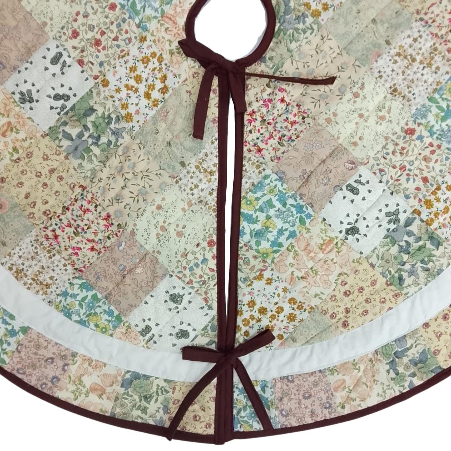 Christmas tree skirt Hand made hand quilted patchwork Country floral style Thick Double Layer Christmas tree skirt  by HOME HEART Brands