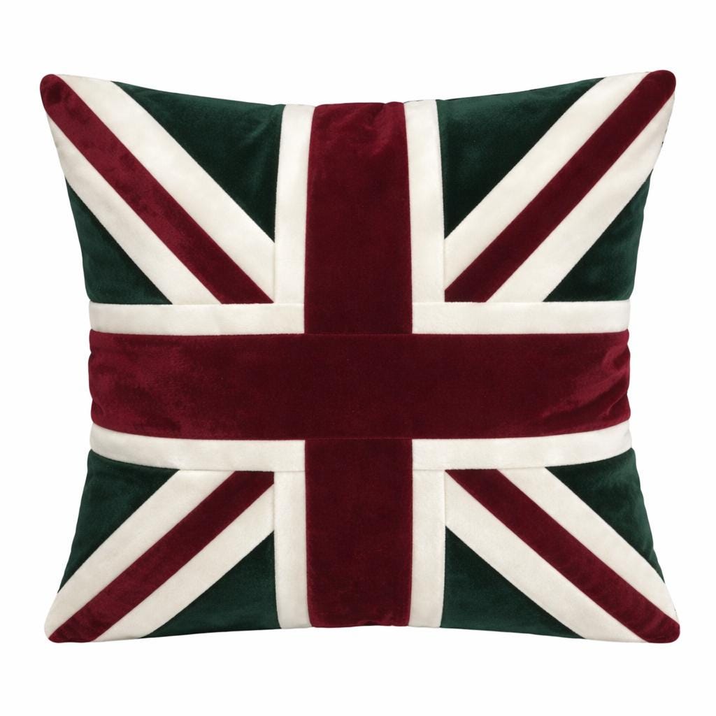 Velvet Union Jack Evergreen pillow cover, cushion cover (pillow not included) micro velvet fabric by HOME HEART Brands(made in India)