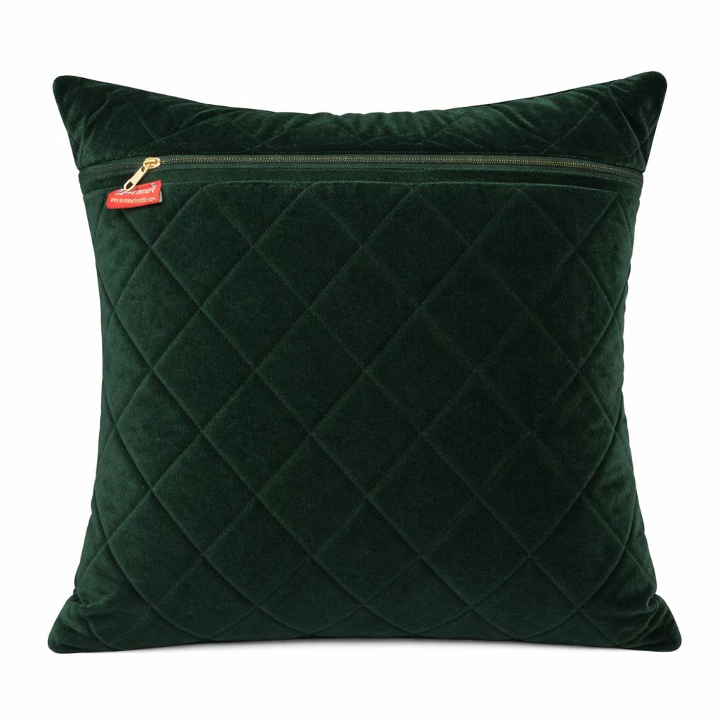 Velvet Union Jack Evergreen pillow cover, cushion cover (pillow not included) micro velvet fabric by HOME HEART Brands(made in India)