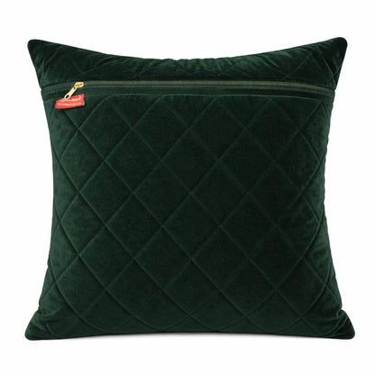 Velvet Union Jack Evergreen pillow cover, cushion cover (pillow not included) micro velvet fabric by HOME HEART Brands(made in India)