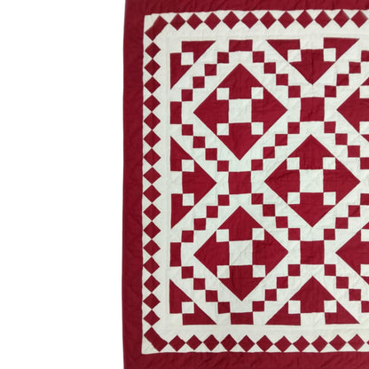 Wall hanging Hand made hand quilted quilt, Throw, Table topper Red Diamond chain square 100% Cotton Heirloom Quality by HOME HEART Brands