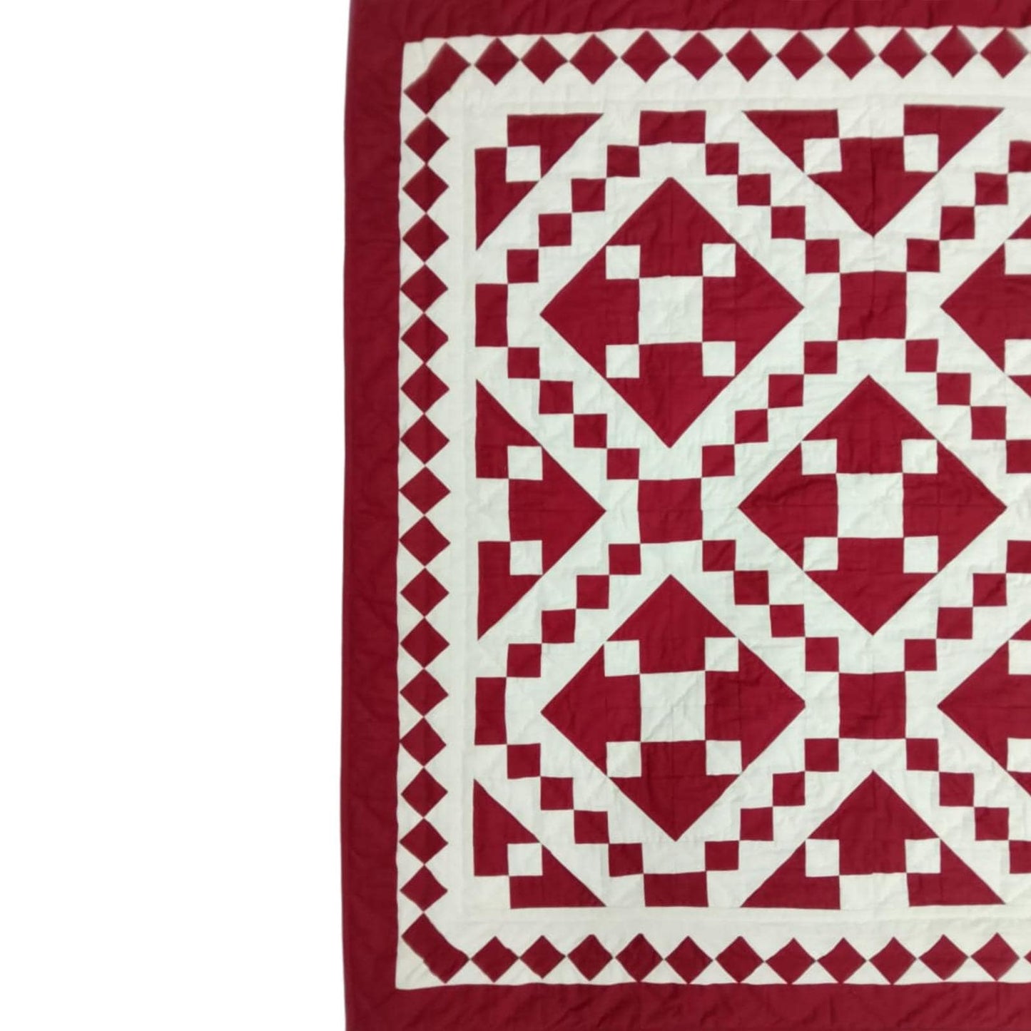 Wall hanging Hand made hand quilted quilt, Throw, Table topper Red Diamond chain square 100% Cotton Heirloom Quality by HOME HEART Brands