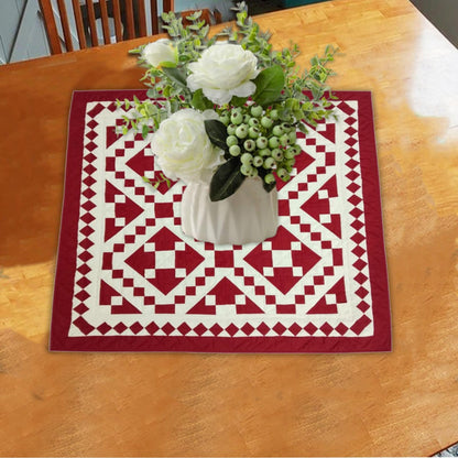 Wall hanging Hand made hand quilted quilt, Throw, Table topper Red Diamond chain square 100% Cotton Heirloom Quality by HOME HEART Brands